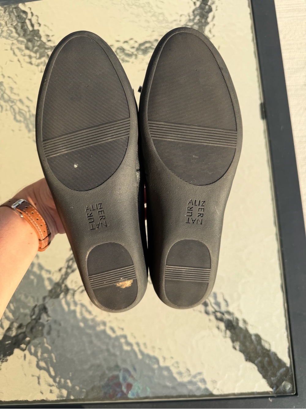 Naturalizer Black Leather Ballet Flats with Bow Accent - Picture 3 of 6
